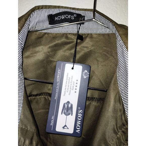 NWT Masorini AOWOFS Mens Jacket Brown Faux Vegan Moto Leather Jacket Zippers Zip - Picture 6 of 15